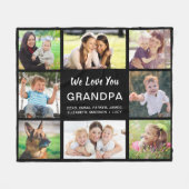 グランドパ8フォトコラージブラック フリースブランケット (正面(横))