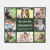 グランドパ8フォトコラージンググリーン フリースブランケット (正面(横))