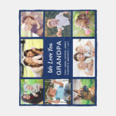 グランドパ8写真コラージュNavy Blue フリースブランケット (正面)