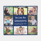 グランドパ8写真コラージュNavy Blue フリースブランケット (正面(横))