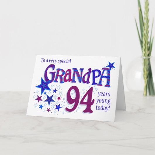 グランドパ94誕生日ワードアートwith Stars Card シーズンカード (正面)