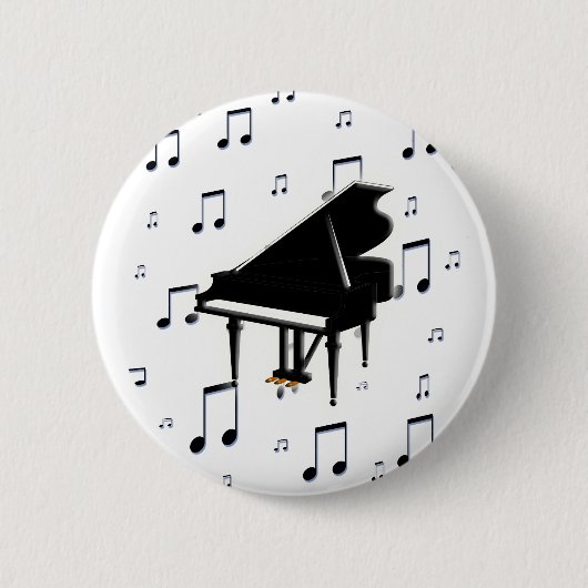 グランドピアノおよび音楽ノート 缶バッジ (正面)