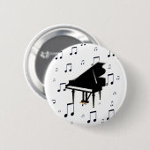 グランドピアノおよび音楽ノート 缶バッジ (正面&裏面)