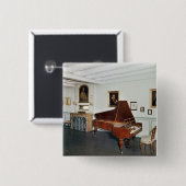 グランドピアノが付いている部屋の眺め 缶バッジ (正面&裏面)