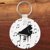グランドピアノと音楽ノート キーホルダー (正面)