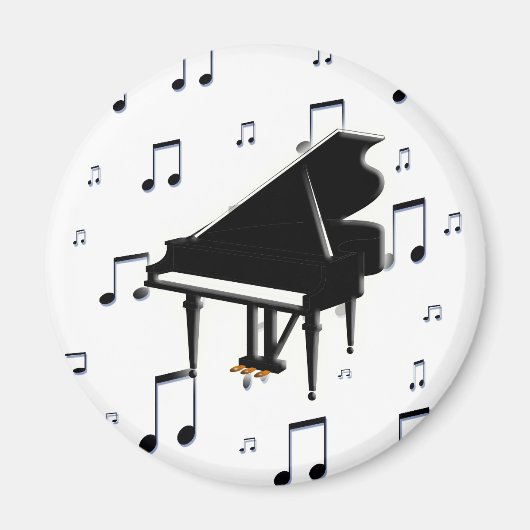 グランドピアノと音楽ノート マグネット (正面)