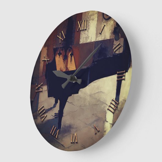 グランドピアノのアートワーク ラージ壁時計 (傾斜)