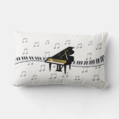 グランドピアノのキーボード音楽ノート ランバークッション (裏面)