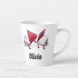 グランドピアノのブックスケッチに名前を追加 カフェラテマグ