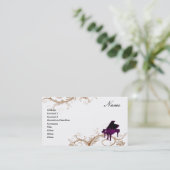 グランドピアノの名刺の装飾的な花柄 名刺 (スタンド正面)