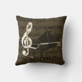 グランドピアノの金ゴールドのト音記号の青銅の楽譜 クッション (裏面)