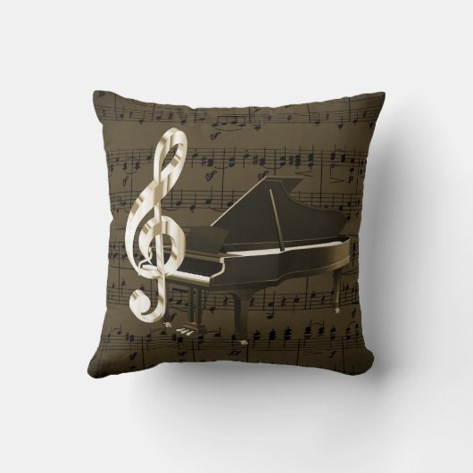 グランドピアノの金ゴールドのト音記号の青銅の楽譜 クッション (裏面)