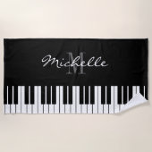 グランドピアノはカスタムなモノグラムのビーチタオルを調整します ビーチタオル (正面)