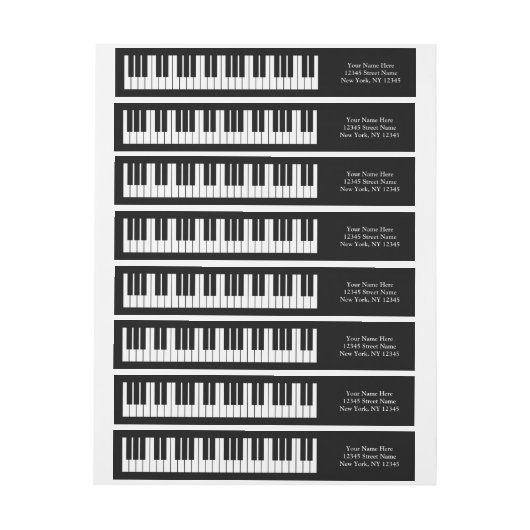 グランドピアノはラップアラウンドの差出人住所ラベルを調整します ラップアラウンドラベル (シート)