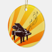 グランドピアノは黄色および金ゴールドに注意します セラミックオーナメント (左)