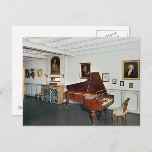 グランドピアノを備えた部屋の景色 ポストカード (正面/裏面)