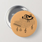 グランドピアノクラシカル、音楽、 缶バッジ (正面&裏面)