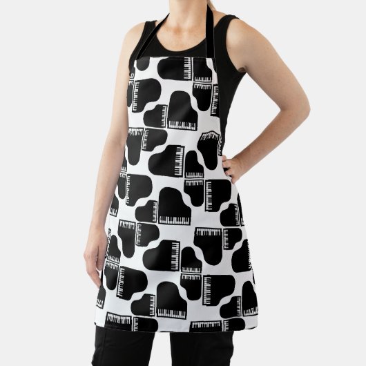 グランドピアノスミュージックをテーマにしたピアノアートカスタムカラー エプロン (インサイチュ)