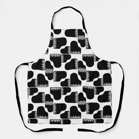 グランドピアノスミュージックをテーマにしたピアノアートカスタムカラー エプロン (正面)