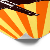 グランドピアノノートイエローと金ゴールド ポスター (角)