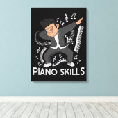 グランドピアノプレイヤーキッズピアニストギフトミュージックピアノ キャンバスプリント (インサイチュ (ウッドフロア))