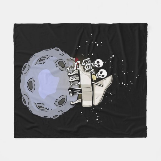 グランドピアノプレーヤーギフトキッズミュージックムーンピアノ フリースブランケット (正面(横))