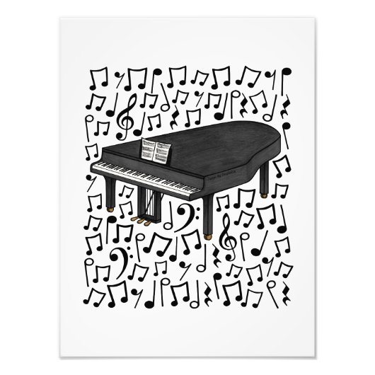 グランドピアノミュージカルノートピアニストミュージシャン フォトプリント            (正面)