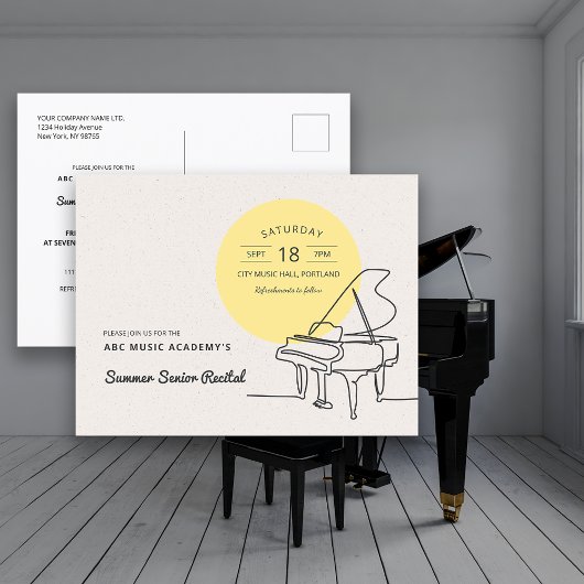 グランドピアノリサイタルSave the Date ポストカード