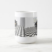 グランドピアノ及びタイル張りの床: 3Dモデル: コーヒーマグカップ (中央)