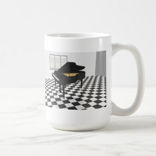 グランドピアノ及びタイル張りの床: 3Dモデル: コーヒーマグカップ