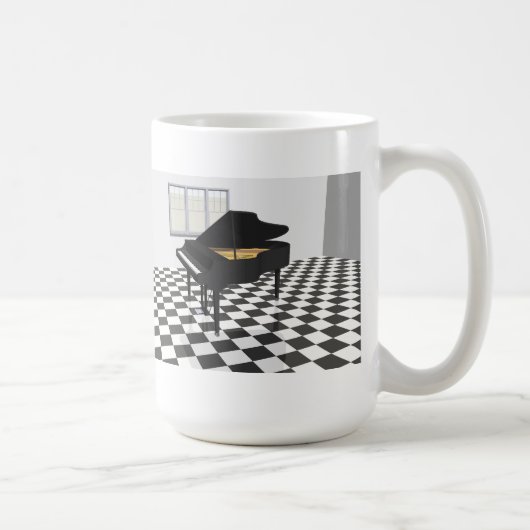 グランドピアノ及びタイル張りの床: 3Dモデル: コーヒーマグカップ (右)