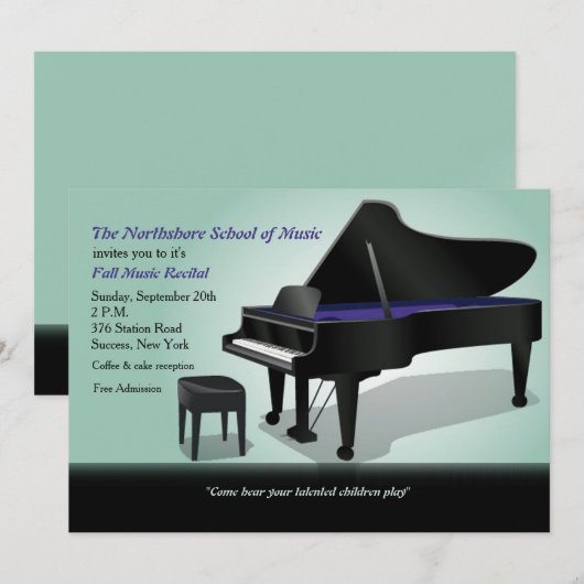 グランドピアノ招待状 招待状 (正面/裏面)