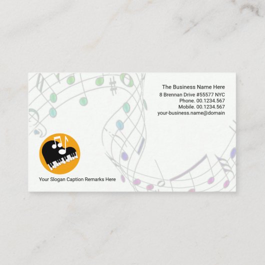 グランドピアノ金ゴールド音楽ノーツピアニスト 名刺 (裏面)