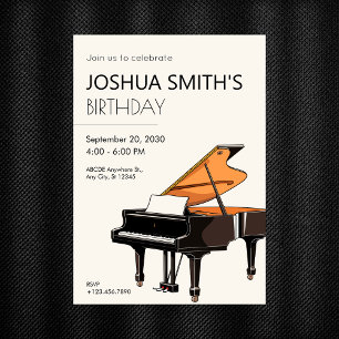 グランドピアノ音楽の誕生日招待状 招待状