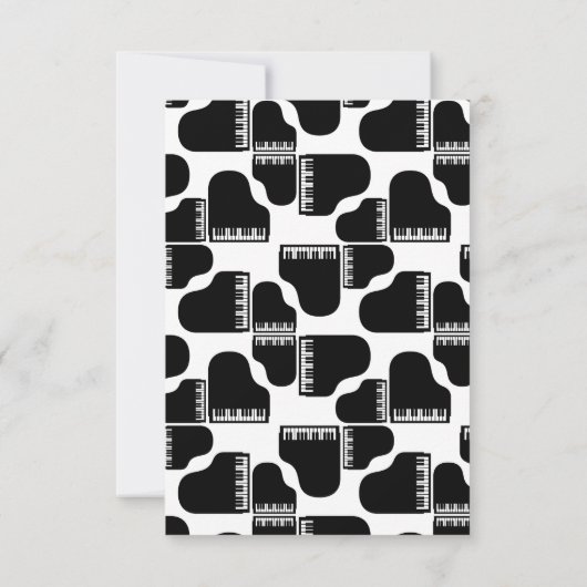 グランドピアノ音楽をテーマにしたピアノアートカスタムカラー サンキューカード (裏面)