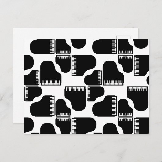 グランドピアノ音楽をテーマにしたピアノアートカスタムカラー ポストカード (正面/裏面)