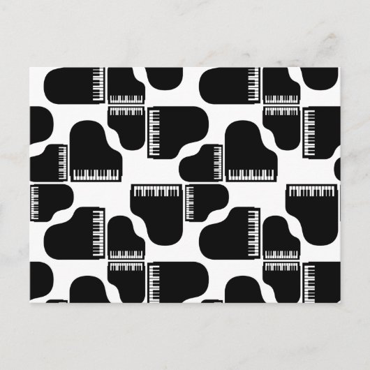 グランドピアノ音楽をテーマにしたピアノアートカスタムカラー ポストカード (正面)