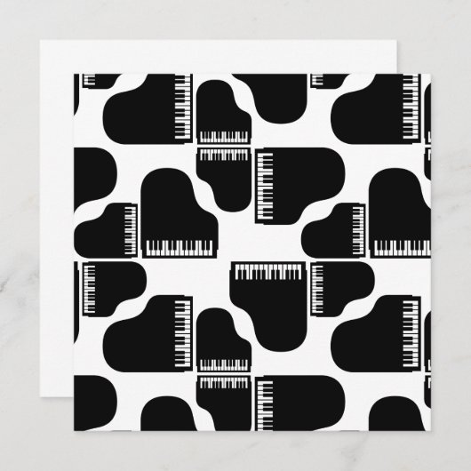 グランドピアノ音楽をテーマにしたピアノアートカスタムカラー 招待状 (正面/裏面)