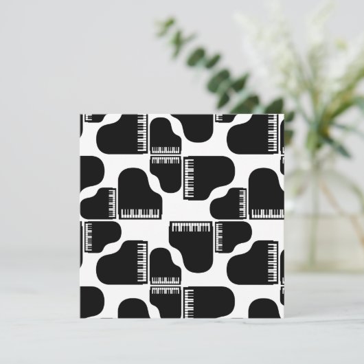 グランドピアノ音楽をテーマにしたピアノアートカスタムカラー 招待状 (スタンド正面)