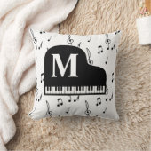 グランドピアノ音楽ノートモノグラムピアニスト クッション (ブランケット)