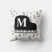 グランドピアノ音楽ノートモノグラムピアニスト クッション (裏面)