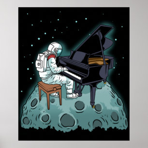 グランドピアノ音楽ピアニスト宇宙飛行士ピアノ ポスター
