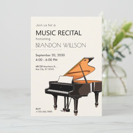 グランドピアノ音楽 招待状 (スタンド正面)