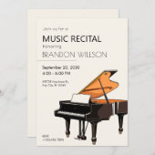 グランドピアノ音楽 招待状 (正面/裏面)