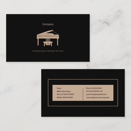 グランドピアノ 名刺 (正面/裏面)