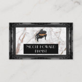 グランドピアノ | 大理石とクラシック黒の枠 名刺 (正面)