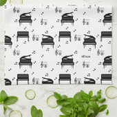 グランドピパーソナライズされたアノとミュージックノートのパターン キッチンタオル (折り畳み)