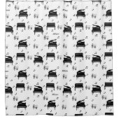 グランドピパーソナライズされたアノとミュージックノートのパターン シャワーカーテン (正面)