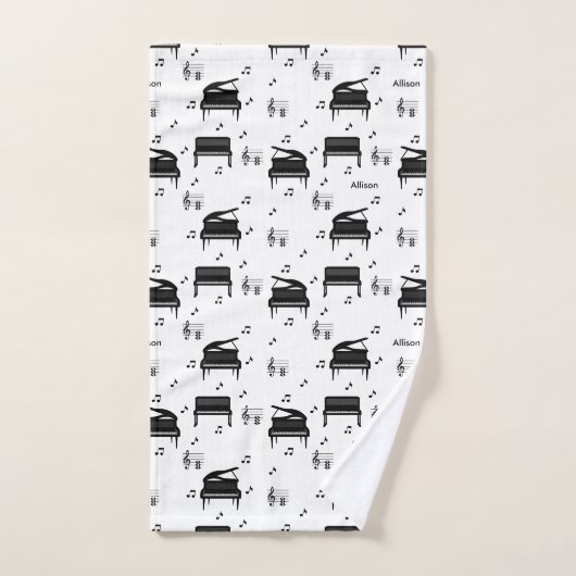 グランドピパーソナライズされたアノとミュージックノートのパターン バスタオルセット (ハンドタオル)