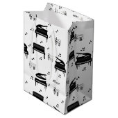 グランドピパーソナライズされたアノとミュージックノートのパターン ミディアムペーパーバッグ (正面アングル)